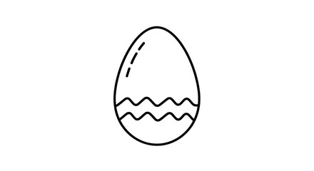 Simple outline illustration of an easter egg isolated on transparent background, perfect for minimalist designs and holidaythemed projects