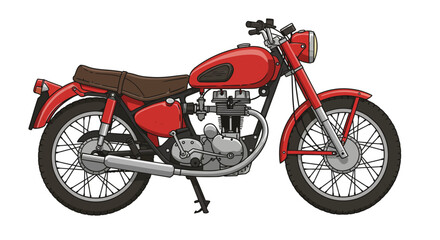 Obraz premium Classic red motorcycle side view with detailed vintage design