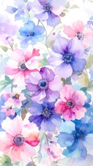 Watercolor floral bouquet, soft pastel colors