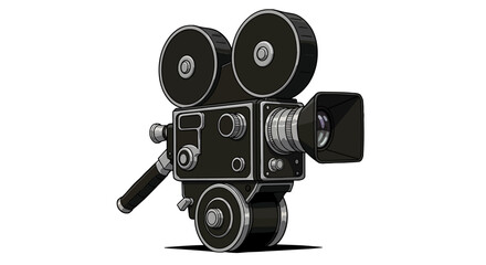 Retro film camera with vintage design and detailed mechanical elements