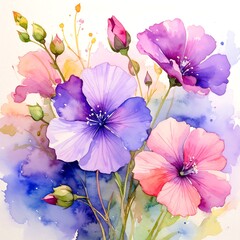 Watercolor floral bouquet