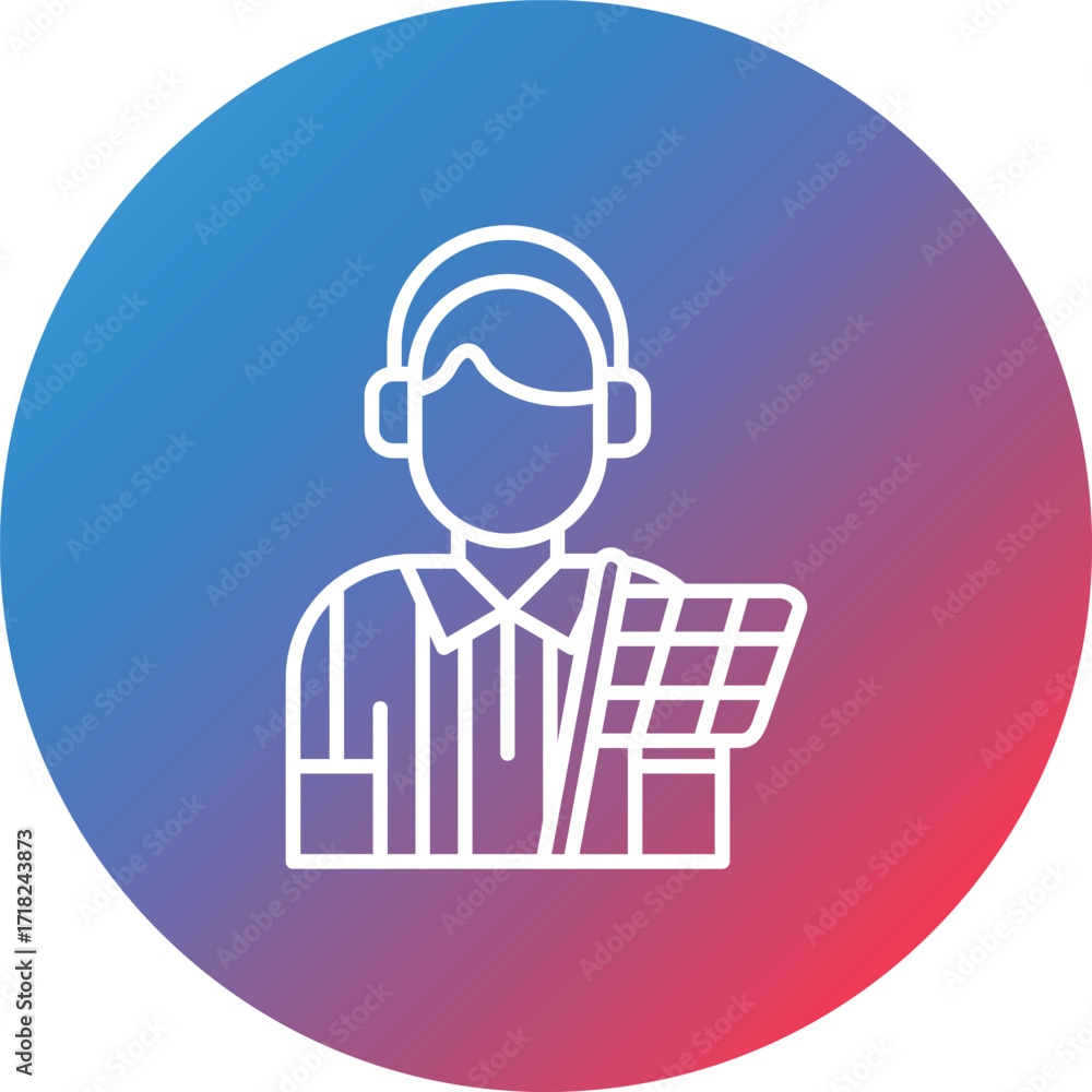 Poster flagman line gradient circle background icon