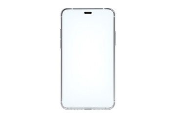 Front view smartphone mockup with light screen, isolated on transparent background