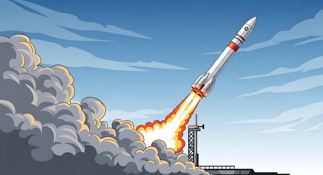 Rocket Launch Illustration - A Journey to the Stars. - Powered by Adobe
