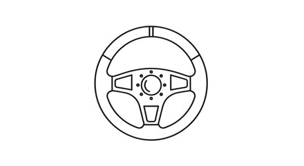 Obraz premium Steering wheel of a race car isolated on transparent background a simple outline drawing of a car part for driving and controlling the vehicle