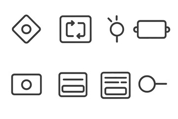Visual Programming Icons. Line style icons of visual programming elements: conditional block, loop connector, event trigger,