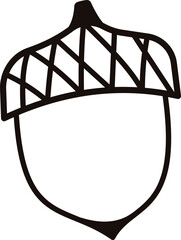 Doodle acorn icon, Acorn Outline Illustrations .Hand Drawn Black Vector 