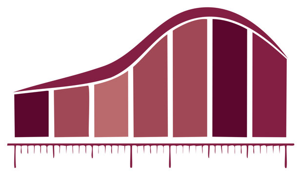 Maroon Growth Chart: Ascending Bars with Measurement, Increasing Scale