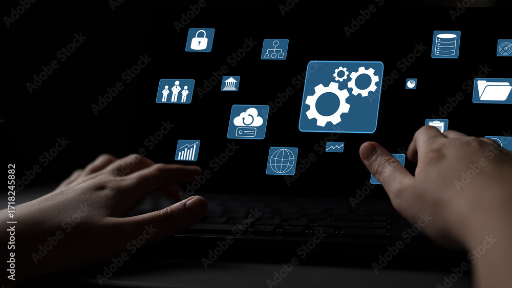 Poster a concept of business operations and enterprise system integration. the components of a company incl