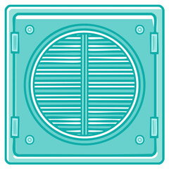 Blue hatch with horizontal slats in a circular frame vector illustration