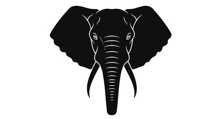 Striking black elephant head graphic majestic wild animal symbol powerful nature icon © Hridoy