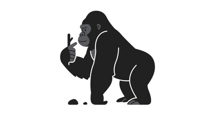 Majestic silhouette gorilla holding object safari animal primate wildlife power strength symbol icon