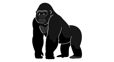 Powerful silverback gorilla standing boldly in a dynamic pose for wildlife and nature themes