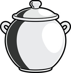 Obraz premium Cooking pot with lid, traditional food container illustration