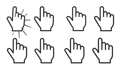 Hand Cursor Pointer Icons Set.