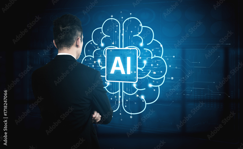 Fototapete ai assistant brain processor with llm technology, big data, machine learning, generative ai for busi
