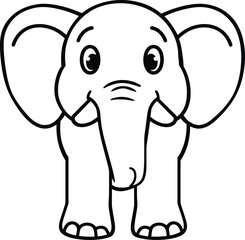 Fototapeta premium Adorable baby elephant cartoon, wild jungle animal illustration