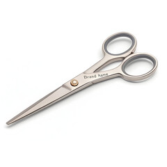 Obraz premium A pair of office scissors displayed on a white background, designed for cutting paper and light materials in