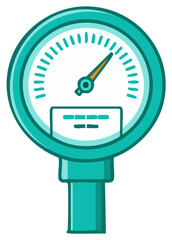 Teal Cartoon Pressure Gauge Instrument Illustrative Style Measurement