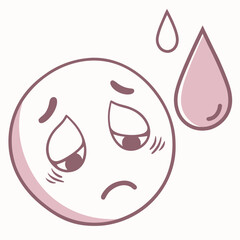 Sad face emoji with tears and a worried look