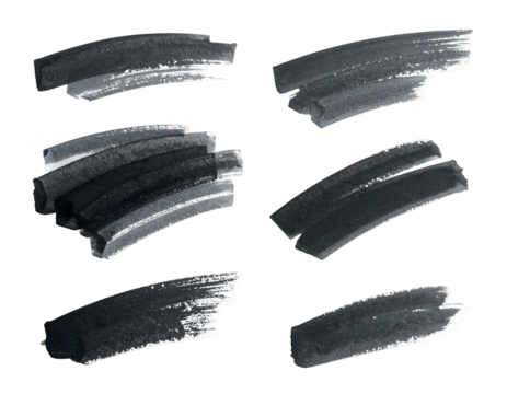 Six dark gray brush strokes