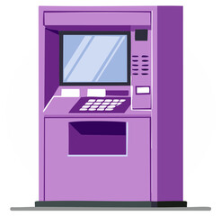 Vector illustration of a purple ATM machine for banking and financial concepts
