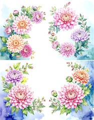 Watercolor floral wreaths
