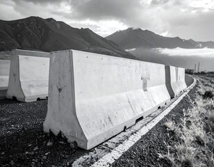 Concrete barriers on a mountain road