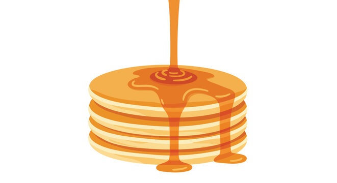 A delicious stack of pancakes drenched in sweet golden honey