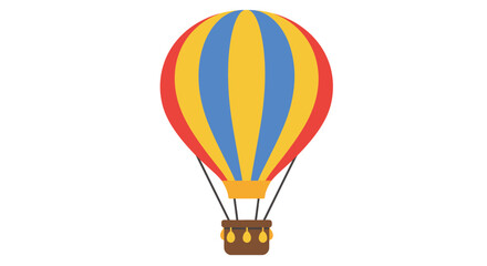 Naklejka premium Colorful hot air balloon illustration with a wicker basket design