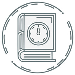 Obraz premium Book icon with a clock face, illustration of time and education concept.
