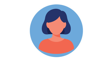 Simple illustration of a woman s face within a blue oval frame