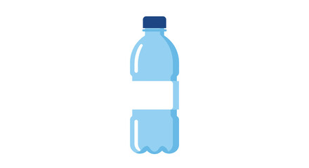 Simple illustration of a transparent plastic water bottle with a blue cap