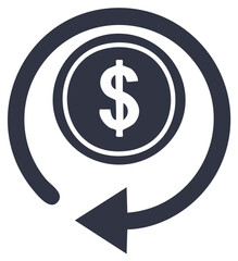 Obraz premium Dollar Coin with Return Arrow Circle Symbol Finance Concept