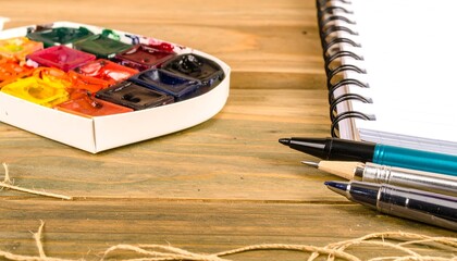 Art Supplies and a Heart-Shaped Palette.