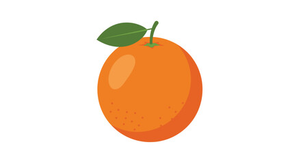 A vibrant illustration of a single orange fruit with a green leaf