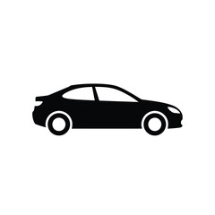 Simple black silhouette of a modern four door passenger vehicle