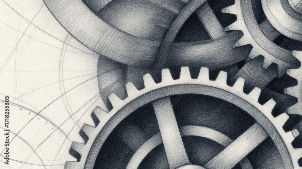 Poster intricate close-up of interlocking gears showcasing mechanical precision and design elements