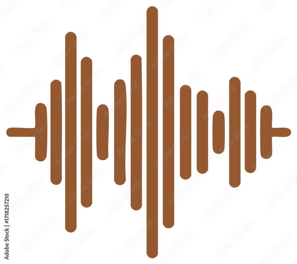 Poster brown graphic representation of a sound wave on a white background in a simple design