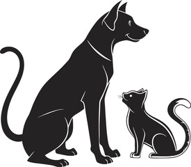 Dog and Cat Silhouette Illustration