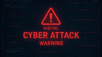A vibrant digital alert featuring a cyber attack warning symbol on a sleek, futuristic background. - Powered by Adobe