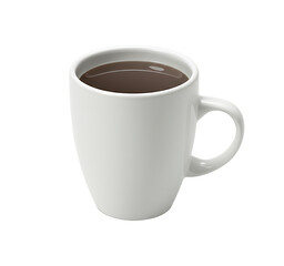 White mug filled with dark coffee isolated on transparent background