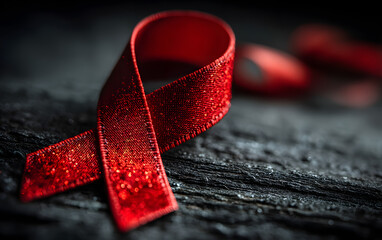 Red Ribbon for December World Aids Day, multiple myeloma Cancer Awareness month and National Red ribbon week. HIV AIDS awareness red ribbon World aids day, World cancer day concept. High quality