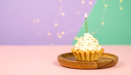 Birthday Cupcake with Candle.