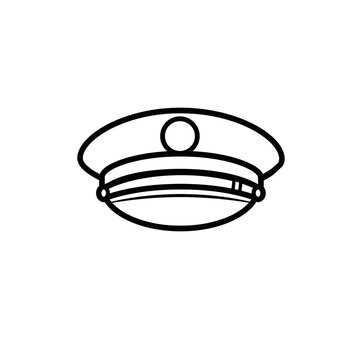 Train conductor hat in minimalist line drawing style  