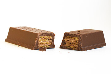 Chocolate Bars on White Background. Several chocolate candy bars placed together on white background.