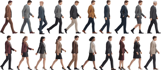 Business professionals walking, corporate team motion, formal attire diversity, career people stride, office culture, business movement, teamwork, professional lifestyle, success