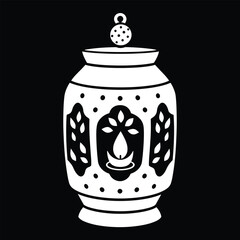 Vintage lantern with floral designs, ornate holiday decorative lamp

