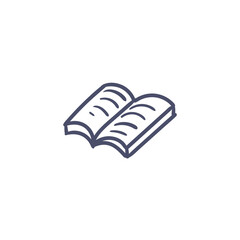 Hand drawn open book icon in a simple doodle style.