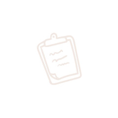 Minimalist white line art of a clipboard icon.